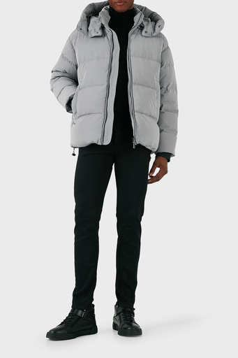 Emporio Armani Regular Fit Çıkarılabilir Kapüşonlu Yün Dolgulu Şişme Erkek Mont 6D1B83 1NVDZ 06K3 GRİ - 3