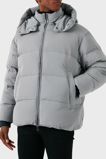 Emporio Armani Regular Fit Çıkarılabilir Kapüşonlu Yün Dolgulu Şişme Erkek Mont 6D1B83 1NVDZ 06K3 GRİ - 4