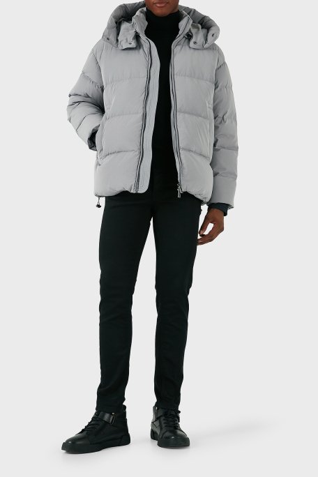 Emporio Armani Regular Fit Çıkarılabilir Kapüşonlu Yün Dolgulu Şişme Erkek Mont 6D1B83 1NVDZ 06K3 GRİ - 2