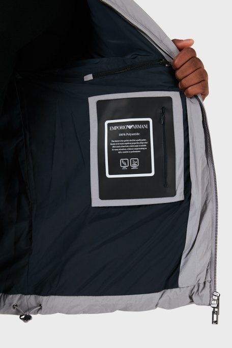 Emporio Armani Regular Fit Çıkarılabilir Kapüşonlu Yün Dolgulu Şişme Erkek Mont 6D1B83 1NVDZ 06K3 GRİ - 6