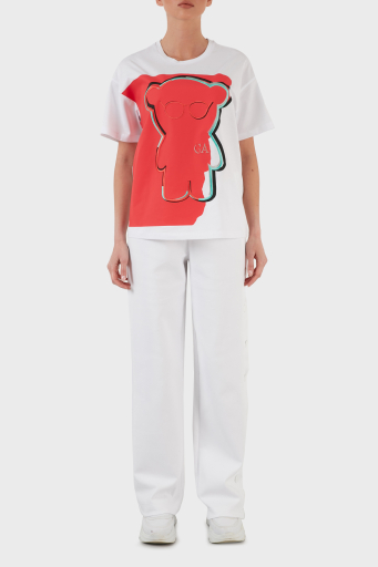 Emporio Armani Regular Fit Elastik Bel Bantlı Kapanabilir Yırtmaçlı Bayan Pantolon 3L2P6C 2JYWZ 0100 BEYAZ - 1