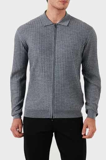 Emporio Armani Regular Fit Fermuarlı Erkek Hırka EM000265 AF10460 O8003 GRİ - 1