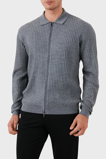 Emporio Armani Regular Fit Fermuarlı Erkek Hırka EM000265 AF10460 O8003 GRİ - 3