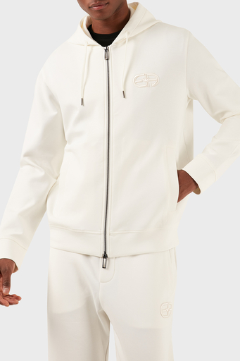 Emporio Armani Regular Fit Fermuarlı Kapüşonlu Erkek Sweat 8N1ML6 1JHSZ 0101 BEYAZ - 1