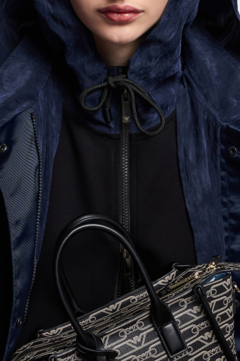 Emporio Armani Regular Fit Kapüşonlu Fermuarlı Bayan Ceket EW001032 AF12911 UC001 SİYAH - 4