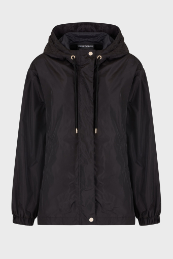 Emporio Armani Regular Fit Kapüşonlu Logolu Bayan Ceket EW001163 AF13339 UC001 SİYAH - 6