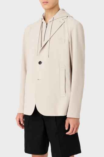 Emporio Armani Regular Fit Kapüşonlu Spor Blazer Erkek Ceket 3D1G73 1NPQZ 06G2 BEJ - 7
