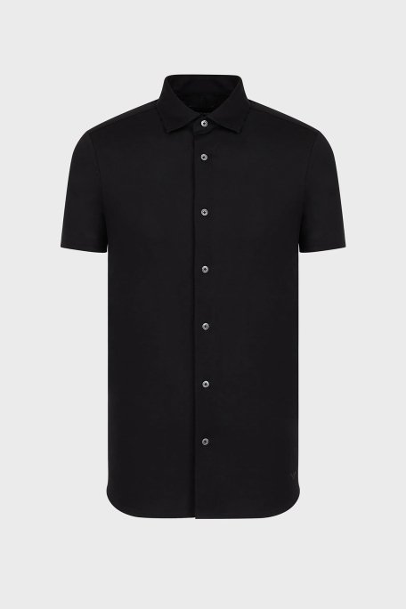 Emporio Armani Regular Fit Kısa Kol Pamuklu Erkek Gömlek 8N1CG0 1JUVZ 0999 SİYAH - 4