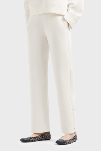 Emporio Armani Regular Fit Lastikli Bel Düz Paça Bayan Pantolon EW000484 AF10002 U0006 BEYAZ - 2