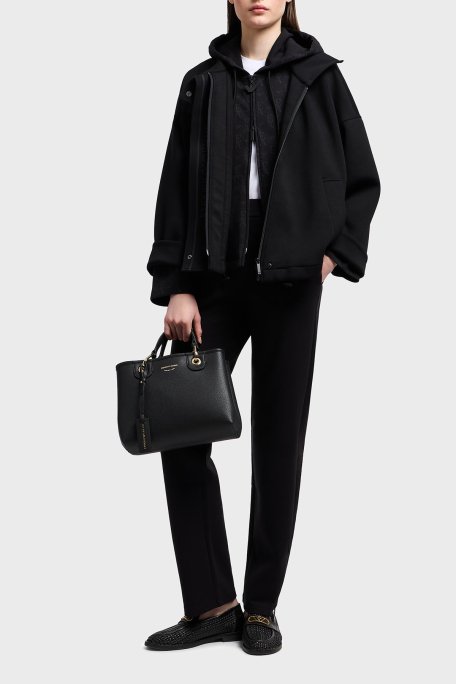 Emporio Armani Regular Fit Lastikli Bel Düz Paça Bayan Pantolon EW000484 AF10002 UC001 SİYAH - 2