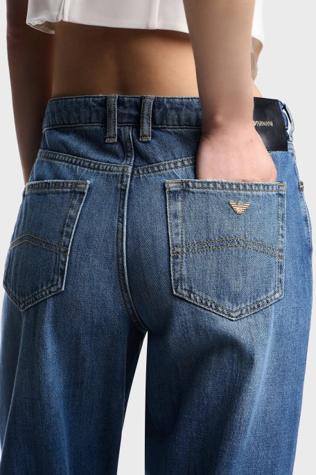 Emporio Armani Regular Fit Normal Bel Daralan Paça Jeans Bayan Kot Pantolon EW001502 AF12676 MB002 LACİVERT - 4
