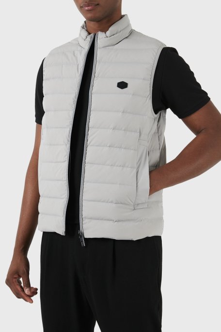 Emporio Armani Regular Fit Ördek Tüyü Dolgulu Dik Yaka Erkek Yelek 8N1BQ1 1NLRZ 06G1 GRİ - 2