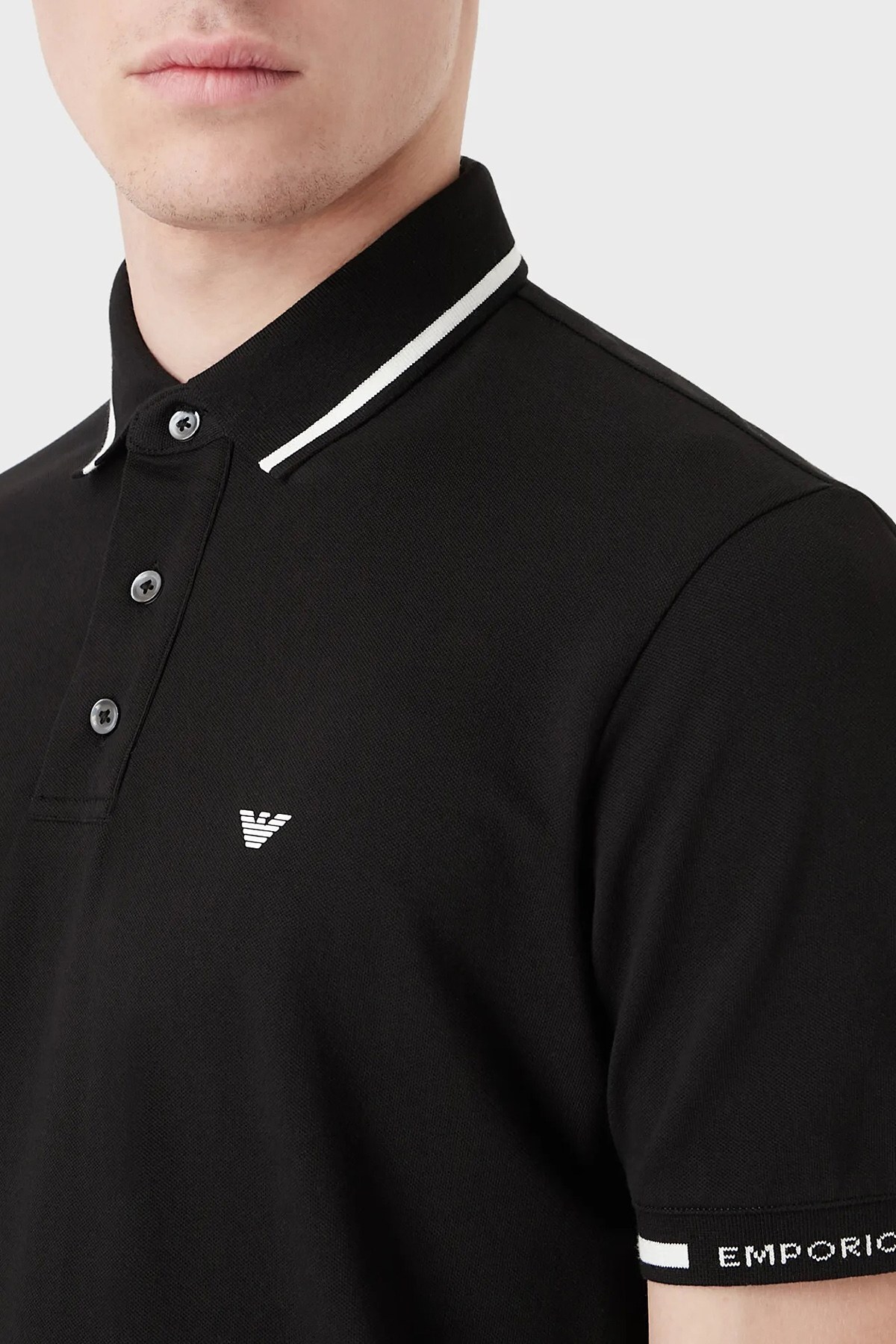 Emporio Armani Regular Fit Pamuklu Düğmeli T Shirt Erkek Polo 3L1FAE 1JPTZ 0058 SİYAH