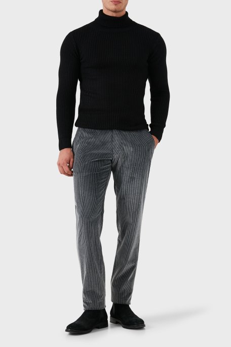 Emporio Armani Regular Fit Pamuklu Normal Bel Kadife Erkek Pantolon EM000076 TE11124 U8124 ANTRASİT - 1