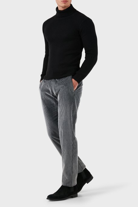 Emporio Armani Regular Fit Pamuklu Normal Bel Kadife Erkek Pantolon EM000076 TE11124 U8124 ANTRASİT - 2