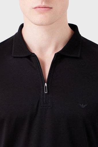 Emporio Armani Regular Fit Uzun Kollu Erkek Polo Yaka T Shirt 6R1F85 1JUVZ 0999 SİYAH - 4