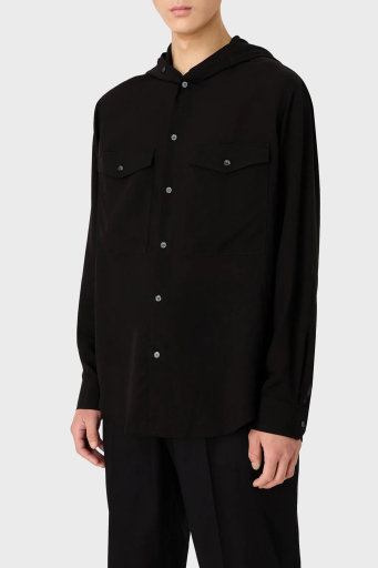 Emporio Armani Relaxed Fit Kapüşonlu Erkek Gömlek 3D1CG5 1NKGZ 0999 SİYAH - 3