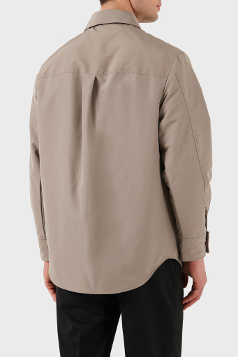 Emporio Armani Relaxed Fit Yama Cepli ve Logo Yamalı Erkek Gömlek Ceket EM001629 AF13770 U6107 VİZON - 8