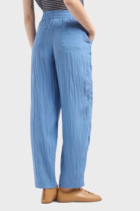 Emporio Armani Relaxed Fit Yüksek Bel Düz Paça Cupra Bayan Pantolon EW000654 AF12644 U9324 MAVİ - 2