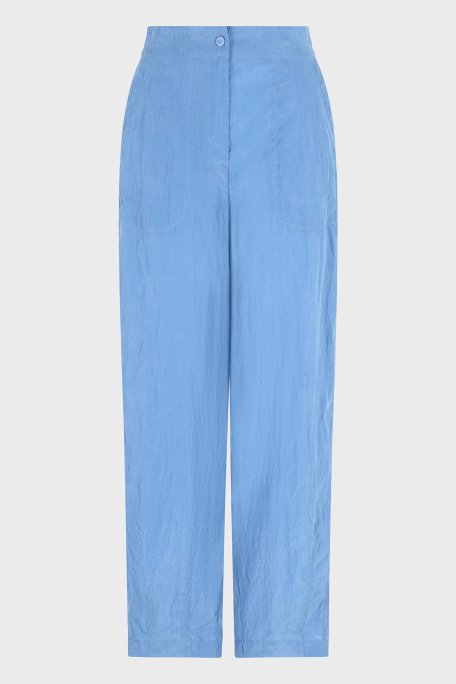 Emporio Armani Relaxed Fit Yüksek Bel Düz Paça Cupra Bayan Pantolon EW000654 AF12644 U9324 MAVİ - 4