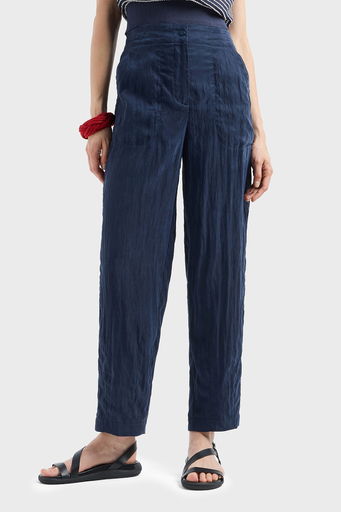 Emporio Armani Relaxed Fit Yüksek Bel Düz Paça Cupra Bayan Pantolon EW000654 AF12644 UB097 LACİVERT - 1
