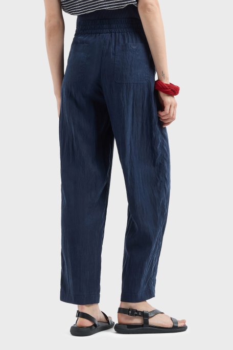 Emporio Armani Relaxed Fit Yüksek Bel Düz Paça Cupra Bayan Pantolon EW000654 AF12644 UB097 LACİVERT - 2