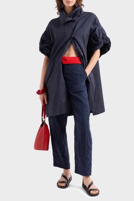 Emporio Armani Relaxed Fit Yüksek Bel Düz Paça Cupra Bayan Pantolon EW000654 AF12644 UB097 LACİVERT - 3