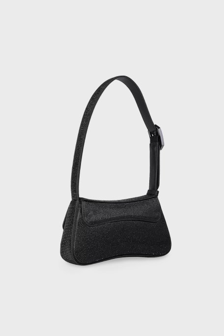Emporio Armani Saten Logolu Elmas İşlemeli Ayarlanabilir Omuz Askılı Bayan Çanta Y3E244 YZZ9I8 1138 SİYAH - 2