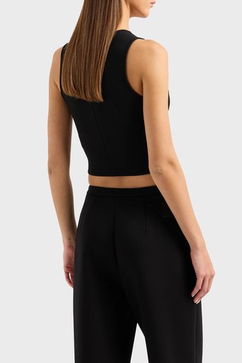 Emporio Armani Scuba Bisiklet Yaka Kolsuz Bayan Top 3D2K6A 2JZYZ 0999 SİYAH - 2