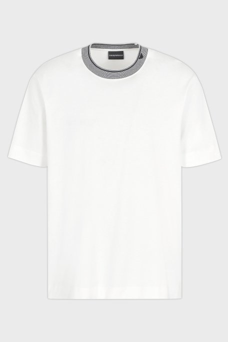 Emporio Armani Şerit Detaylı % 100 Pamuk Regular Fit Sıfıt Yaka Erkek T Shirt EM000853 AF12926 U0003 BEYAZ - 5