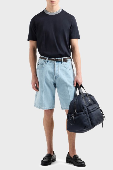 Emporio Armani Şerit Detaylı % 100 Pamuk Regular Fit Sıfıt Yaka Erkek T Shirt EM000853 AF12926 UB118 LACİVERT - 2