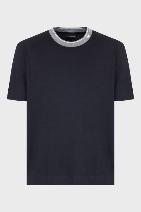 Emporio Armani Şerit Detaylı % 100 Pamuk Regular Fit Sıfıt Yaka Erkek T Shirt EM000853 AF12926 UB118 LACİVERT - 10