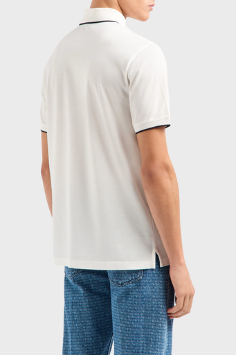 Emporio Armani Şeritli % 100 Pamuk Düğmeli Erkek Polo Yaka T Shirt EM000858 AF12955 U0003 BEYAZ - 2