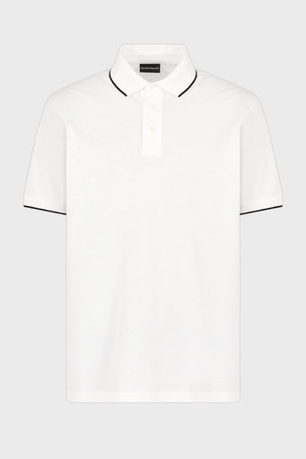 Emporio Armani Şeritli % 100 Pamuk Düğmeli Erkek Polo Yaka T Shirt EM000858 AF12955 U0003 BEYAZ - 5