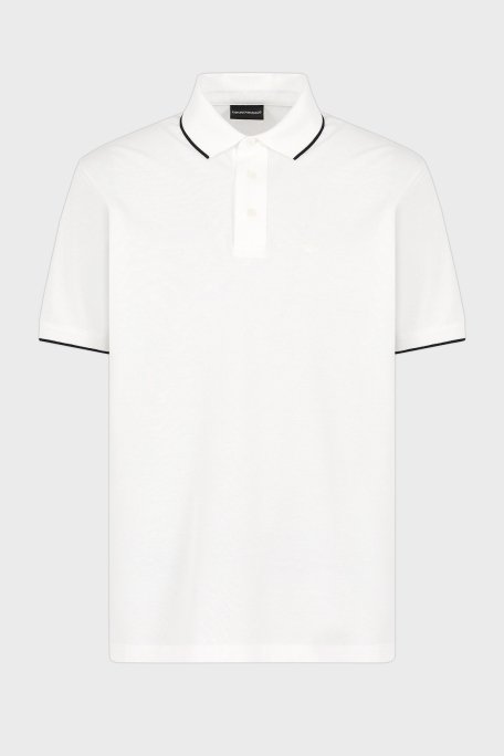Emporio Armani Şeritli % 100 Pamuk Düğmeli Erkek Polo Yaka T Shirt EM000858 AF12955 U0003 BEYAZ - 5