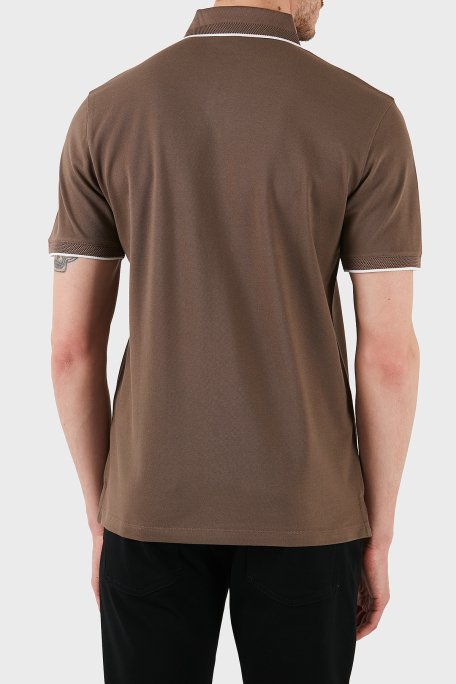 Emporio Armani Şeritli % 100 Pamuk Düğmeli Erkek Polo Yaka T Shirt EM000858 AF12955 U6195 KAHVE - 5