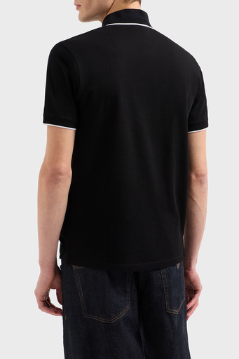 Emporio Armani Şeritli % 100 Pamuk Düğmeli Erkek Polo Yaka T Shirt EM000858 AF12955 UC001 SİYAH - 2