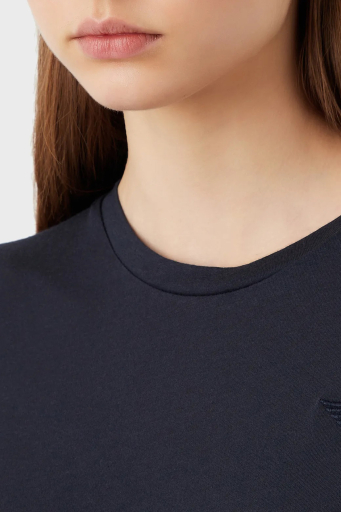 Emporio Armani Sırt Baskılı Pamuklu Loose Fit Bisiklet Yaka Bayan T Shirt 3R2T8Q 2JTAZ F910 LACİVERT - 4