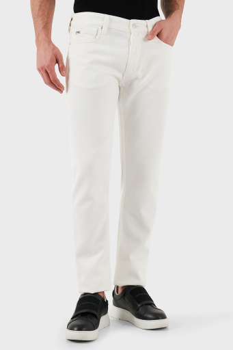 Emporio Armani Slim Fit Düşük Bel Düz Paça Jeans Erkek Kot Pantolon EM000668 AF12631 U0003 BEYAZ - 9