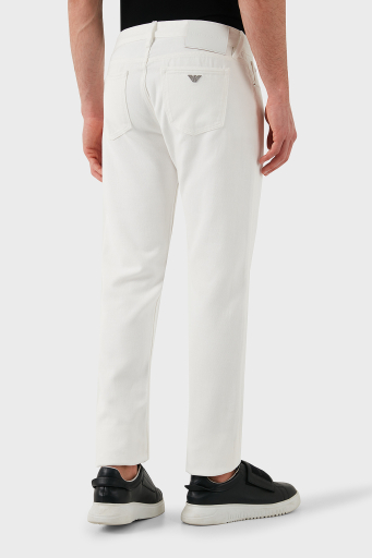 Emporio Armani Slim Fit Düşük Bel Düz Paça Jeans Erkek Kot Pantolon EM000668 AF12631 U0003 BEYAZ - 12