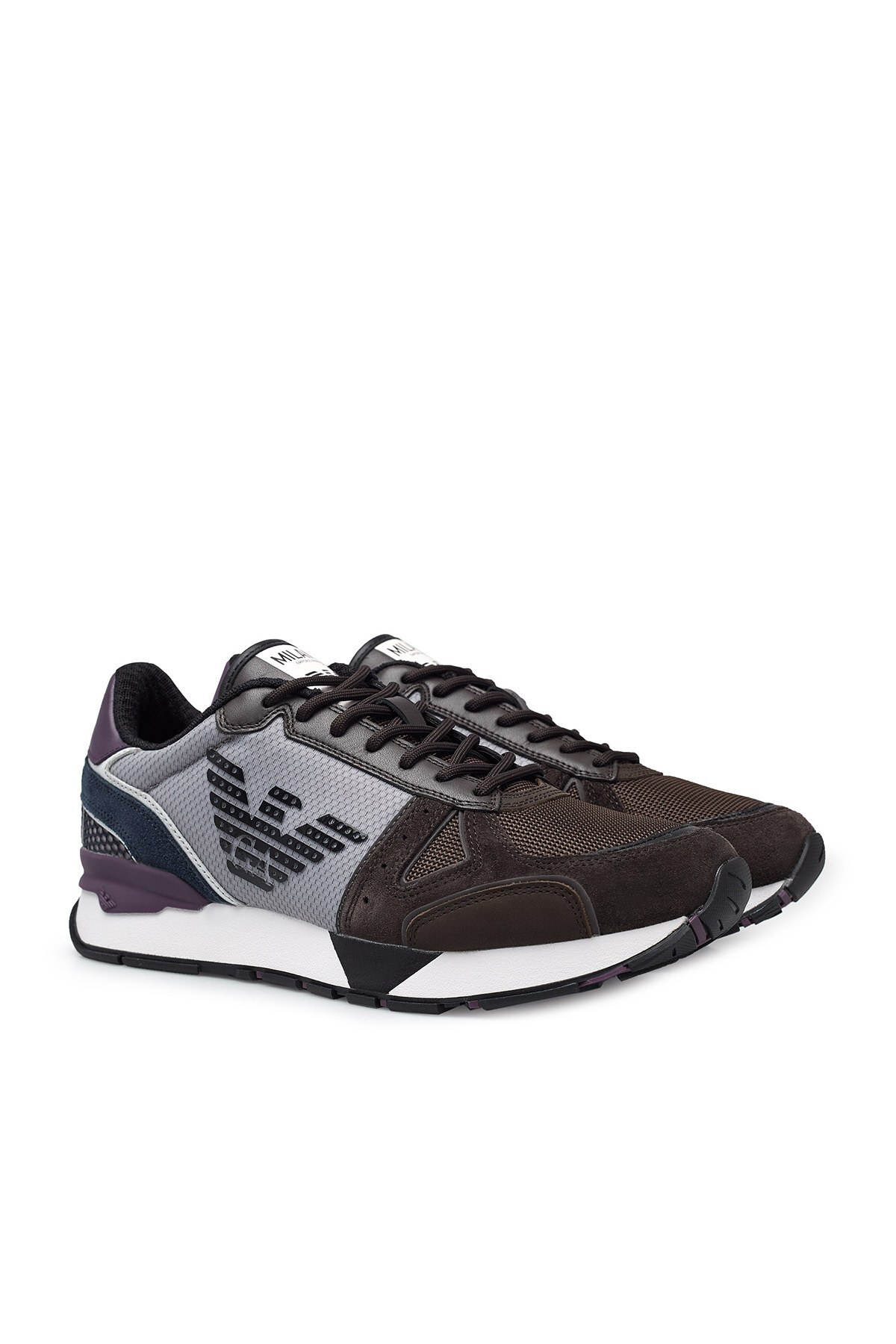 Emporio Armani Sneaker Erkek Ayakkabı X4X289 XM499 N022 KAHVE-GRİ