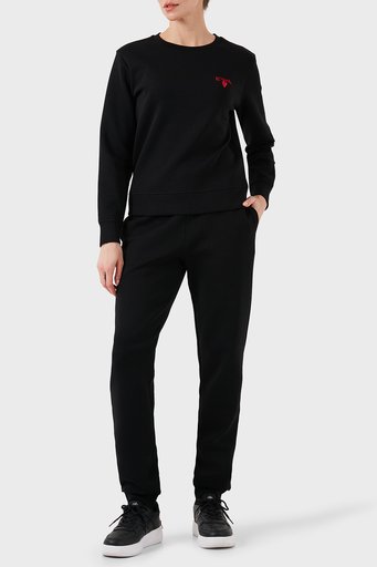 Emporio Armani Streç Pamuklu İşlemeli Comfort Fit Yüksek Bel Bayan Pantolon EW000200 AF10002 UC001 SİYAH - 2