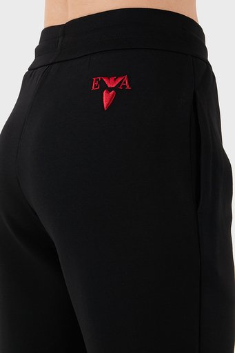 Emporio Armani Streç Pamuklu İşlemeli Comfort Fit Yüksek Bel Bayan Pantolon EW000200 AF10002 UC001 SİYAH - 6