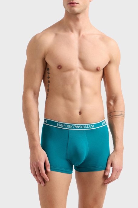Emporio Armani Streç Pamuklu Logo Baskılı 3 Pack Erkek Boxer EM000370 AF10779 MB092 Siyah-Beyaz-Yeşil - 2