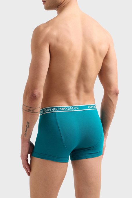 Emporio Armani Streç Pamuklu Logo Baskılı 3 Pack Erkek Boxer EM000370 AF10779 MB092 Siyah-Beyaz-Yeşil - 3