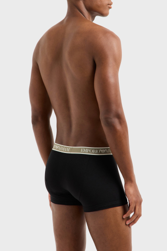 Emporio Armani Streç Pamuklu Logo Baskılı 3 Pack Erkek Boxer EM000370 AF10779 MC065 Haki-Siyah-Siyah - 7