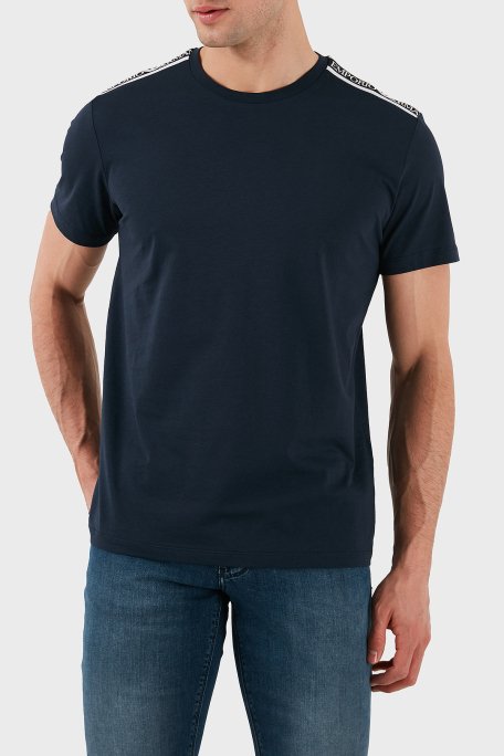 Emporio Armani Streç Pamuklu Logo Baskılı Regular Fit Bisiklet Yaka Erkek T Shirt EM000574 AF12333 UB102 LACİVERT - 4