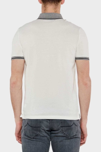 Emporio Armani Streç Pamuklu Regular Fit Düğmeli Erkek Polo Yaka T Shirt EM000852 AF12955 F0067 BEYAZ - 2
