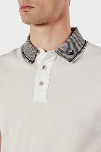 Emporio Armani Streç Pamuklu Regular Fit Düğmeli Erkek Polo Yaka T Shirt EM000852 AF12955 F0067 BEYAZ - 4