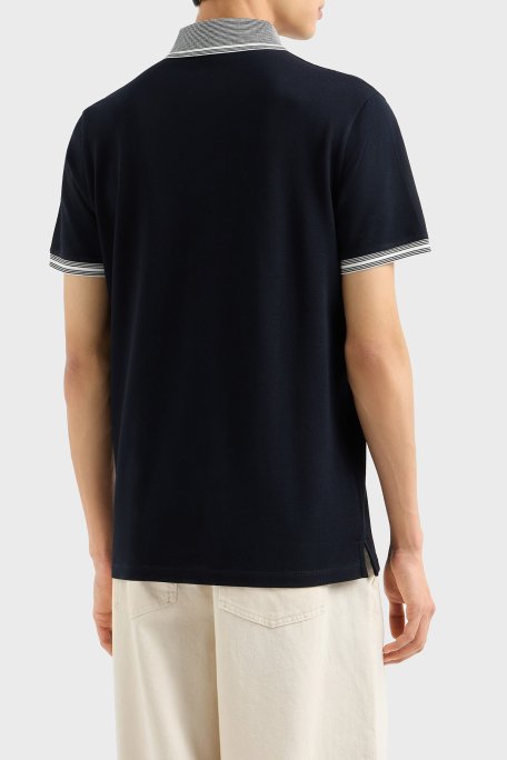 Emporio Armani Streç Pamuklu Regular Fit Düğmeli Erkek Polo Yaka T Shirt EM000852 AF12955 FB273 LACİVERT - 3